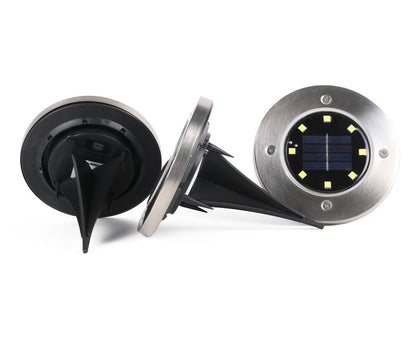 3x Solar LED Grondspot IP44, 8 LED's, Ø12cm, Terrasverlichting