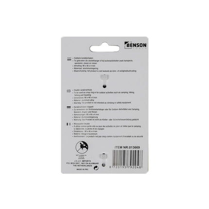 Dubbele Karabijnhaak 90x40 mm - Ideaal voor Kamperen & Reizen