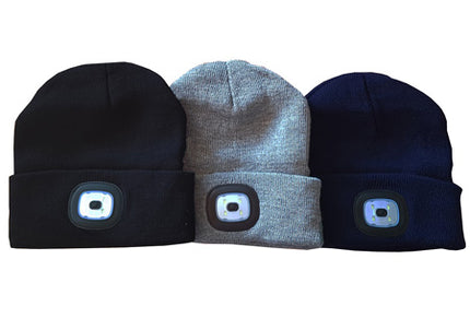 Muts met LED oplaadbaar mix – Kleur Zwart, grijs en donker blauw