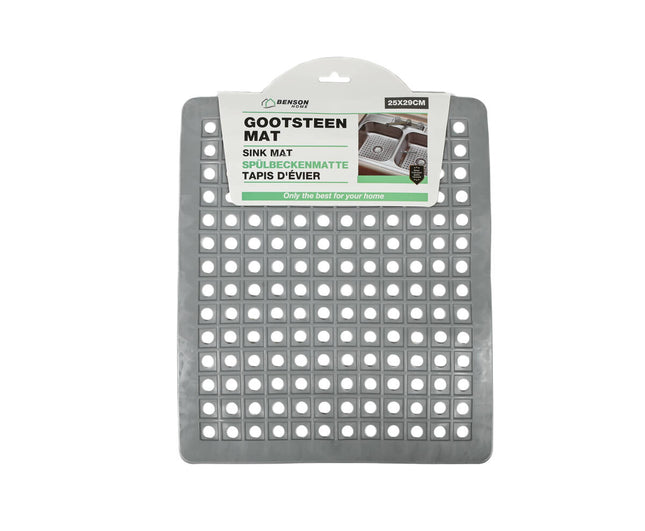 Gootsteenmat PVC 25x29 cm Grijs - Beschermt Servies in Gootsteen
