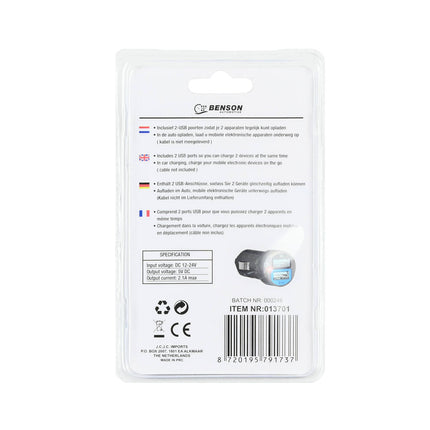 USB Autolader 2 Poorten 2.1A 12-24V - Ideaal voor Auto & Truck