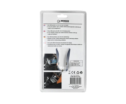 Autolader 3 USB Poorten, 4.1A, 12-24V - Opladen Smartphones Onderweg