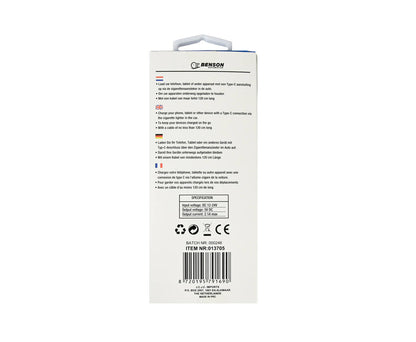 Autolader Type-C, 1.2m, 12-24V, Snel Opladen voor Auto Trips