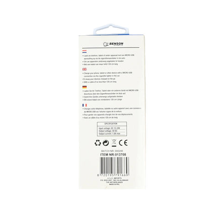 Autolader Micro USB 1.2m, 12-24V - Perfect voor Auto en Vrachtwagen