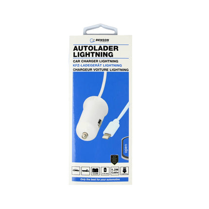Autolader 12-24V met 1.2m Lightning Kabel - Snel Opladen Onderweg