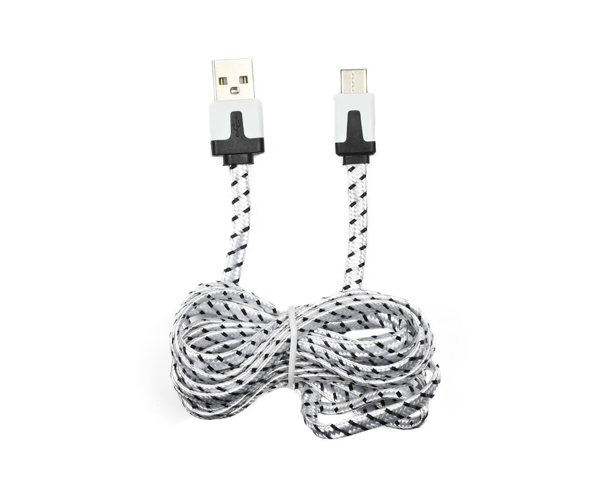 2m Nylon USB-C Kabel, 2.1A, 5V, voor Smartphones en Laptops