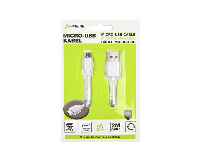 Micro USB Kabel 2m – Voor Snelladen en Gegevensoverdracht Android