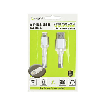 USB Lightning Kabel 2m - Voor Apple Opladen & Syncen