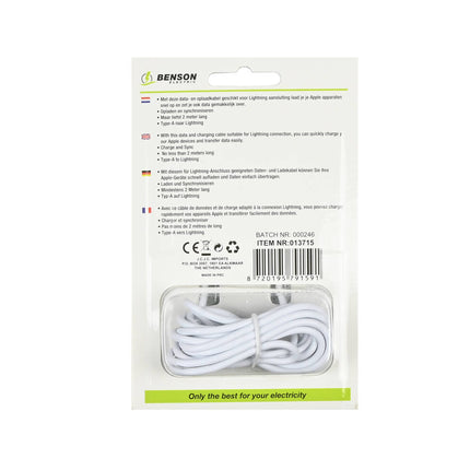 USB Lightning Kabel 2m - Voor Apple Opladen & Syncen