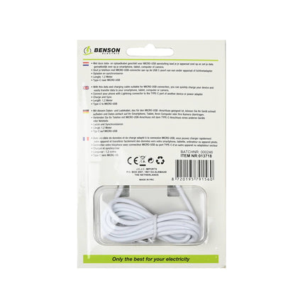 USB Type-C naar Micro USB Kabel 1.2m - Android Opladen & Data Sync