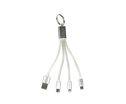 3-in-1 USB Kabel Sleutelhanger, 13 cm, Type-C/Micro-USB/Lightning