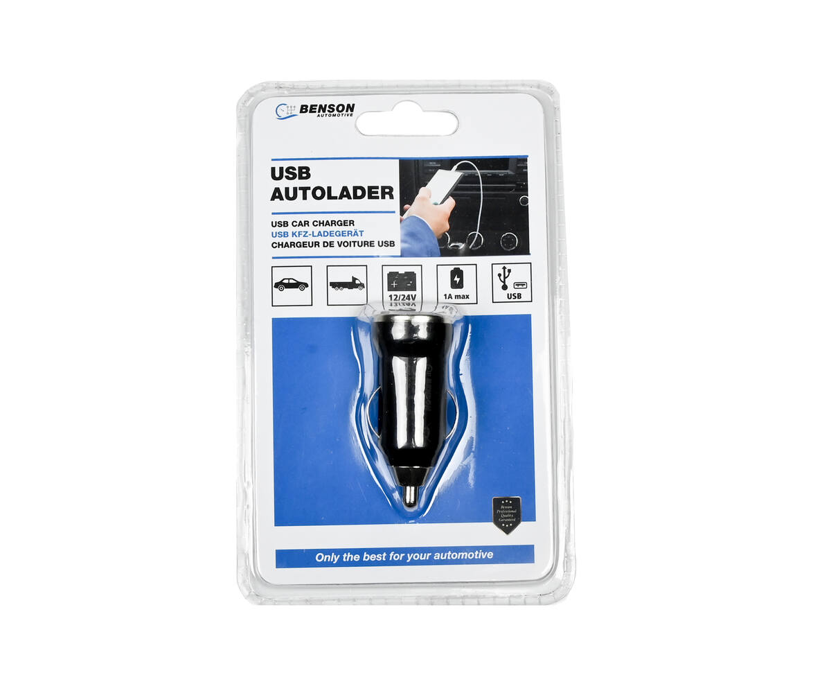 Autolader USB 1A 12-24V, Laad Apparaten Tijdens Rijden