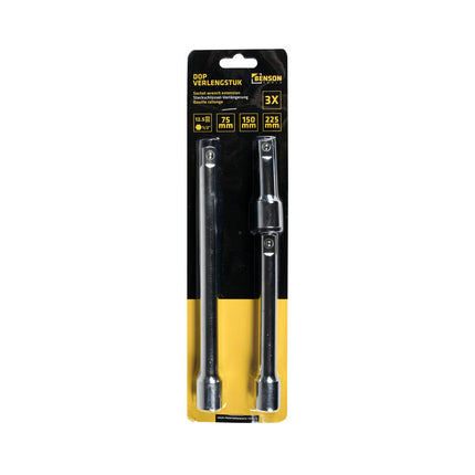 Dop Verlengstuk Set 3-dlg 1/2" x 3"/6"/9" voor moeilijk bereikbare bouten.