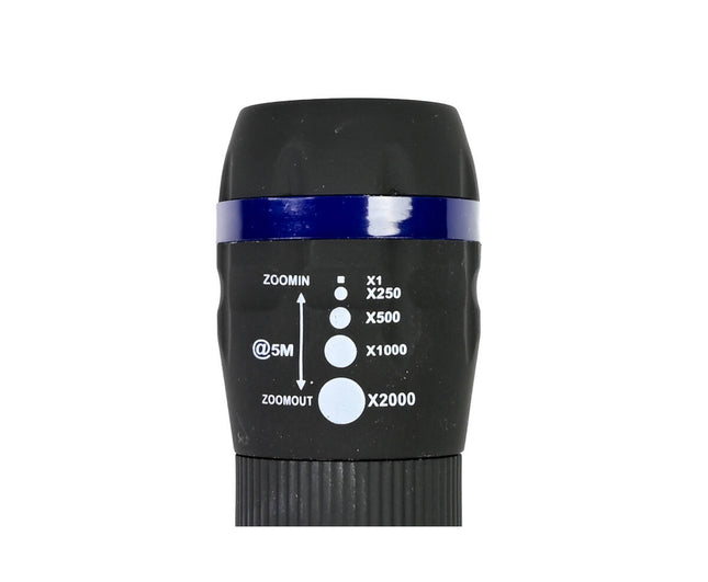 Zaklamp 1W LED, 5 Zoomstanden, 50 Lumen, 35x105x28mm, AAA-Batterijen