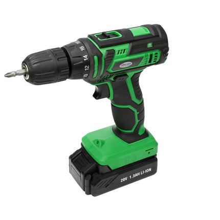 20V Accu Boormachine 1.3Ah Li-ion, 2-Speed, 35Nm, LED, 0-1400 RPM