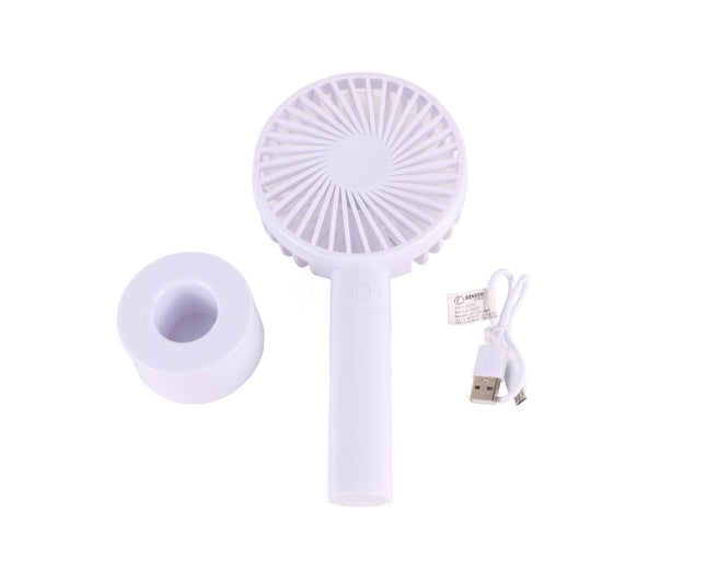 Oplaadbare Handventilator met 3 Snelheden en Houder, Incl. USB Kabel