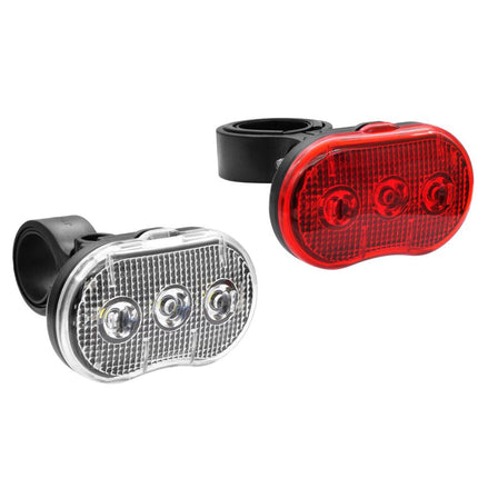 Fietslamp Set LED 3x Wit/Rood, Waterdicht, Incl. AAA-batterijen