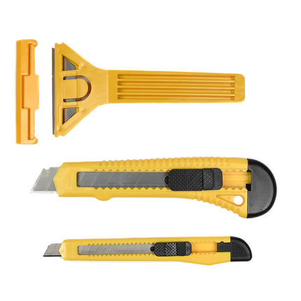 3-delige Hobbymessen Set: Afbreekmesjes & Glaskrabber voor DIY.