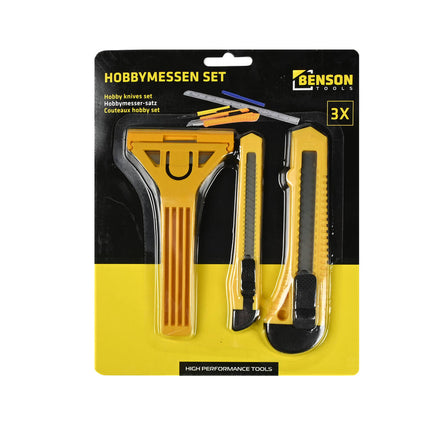 3-delige Hobbymessen Set: Afbreekmesjes & Glaskrabber voor DIY.