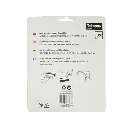3-delige Hobbymessen Set: Afbreekmesjes & Glaskrabber voor DIY.