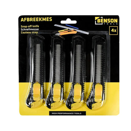 Afbreekmessen Set 18 mm 4 dlg - Voor papier, karton, kunststof snijden