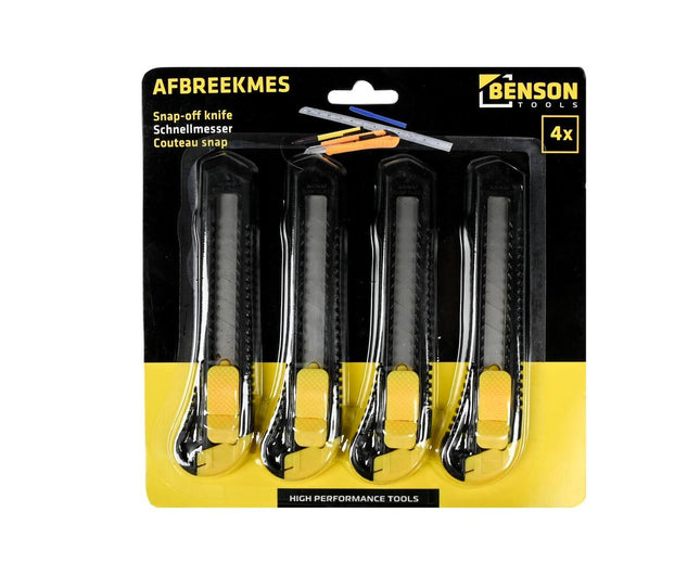 Afbreekmessen Set 18 mm 4 dlg - Voor papier, karton, kunststof snijden
