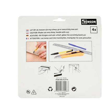 Afbreekmessen Set 18 mm 4 dlg - Voor papier, karton, kunststof snijden