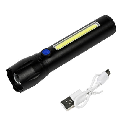 Zaklamp Tactical LED+COB, Oplaadbaar, 141mm, 100/150 lumen, 4u looptijd