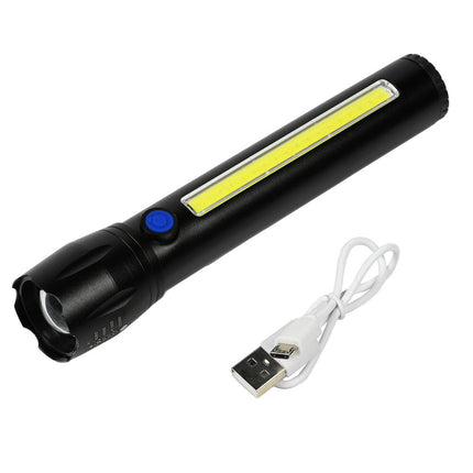 Tactical LED Zaklamp 166mm, 1500m bereik, USB oplaadbaar, 4u licht.