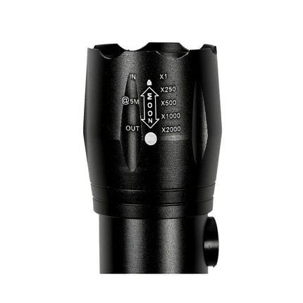 Tactical LED Zaklamp 166mm, 1500m bereik, USB oplaadbaar, 4u licht.