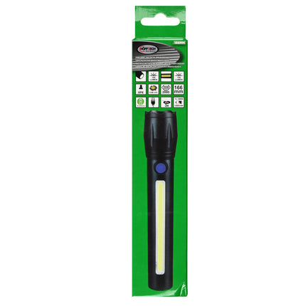Tactical LED Zaklamp 166mm, 1500m bereik, USB oplaadbaar, 4u licht.
