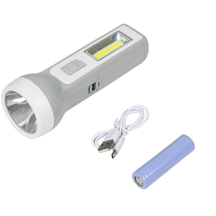 Zaklamp 1W LED + 1W COB, 800mAh USB, 157x58mm voor Kamperen