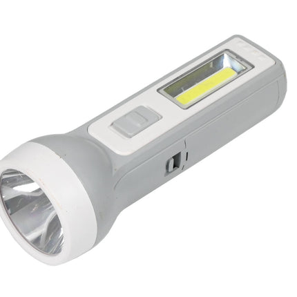 Zaklamp 1W LED + 1W COB, 800mAh USB, 157x58mm voor Kamperen
