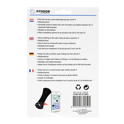 Zwarte Gel Pad Sticker: Telefoonhouder, Antislip, Herbruikbaar Nano-gel.