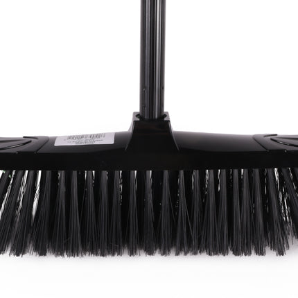 Bezem zacht + steel zwart – Kleur zwart, Afmeting bezem 35 x 9 cm (lxb), 9 cm, 130 cm