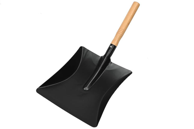 Stofblik poeder gecoat staal + houten steel – Totaal lengte 43,5 cm, Lengte steel 22 cm