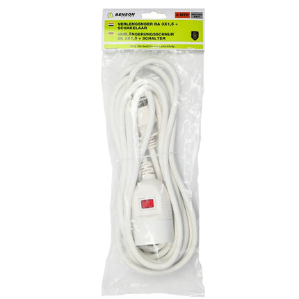 Verlengsnoer RA 3x1.5mm², Schakelaar, 5m, Binnen/Buiten Gebruik