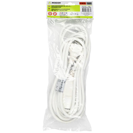 Verlengsnoer RA 3x1.5mm², Schakelaar, 5m, Binnen/Buiten Gebruik
