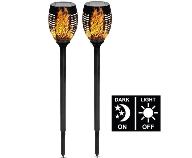 Solar Tuinlamp Fakkel 74cm, Flame Effect, 51 LED's, Set van 2