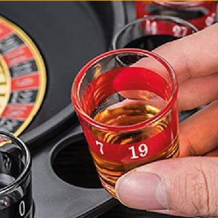 Drankspel roulette shots – Afmeting roulette 30 x 5 x 14,5 cm, 14,5 cm, 4,8 cm
