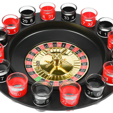 Drankspel roulette shots – Afmeting roulette 30 x 5 x 14,5 cm, 14,5 cm, 4,8 cm