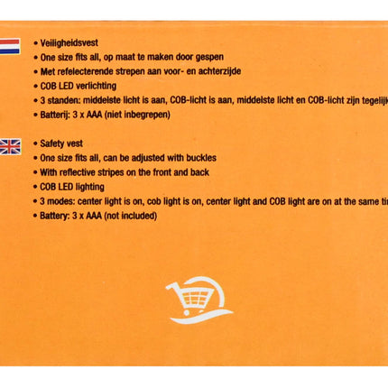 Veiligheidsvest COB LED – Batterij 3 * AAA (niet inbegrepen), Lichtkleur geel