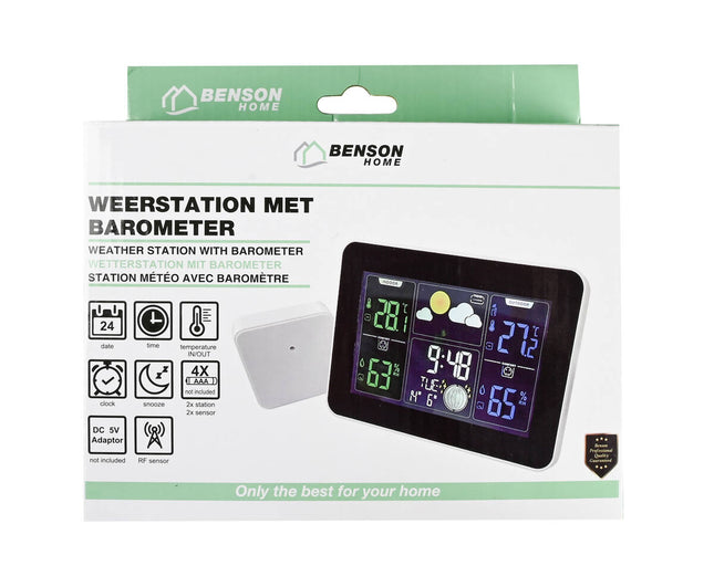 Weerstation met Barometer: Meet Binnen/Buiten Temp, Luchtvochtigheid