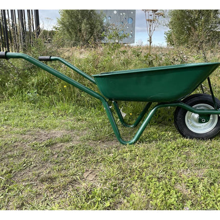 Groene Metalen Kruiwagen, 60L Water, 80L Zand, Semi-Massief Wiel