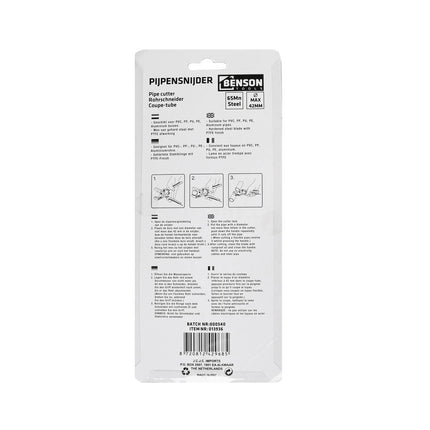 Pijpensnijder 0-42 mm, 65Mn mes, PTFE-coating, voor PVC en PE buizen.