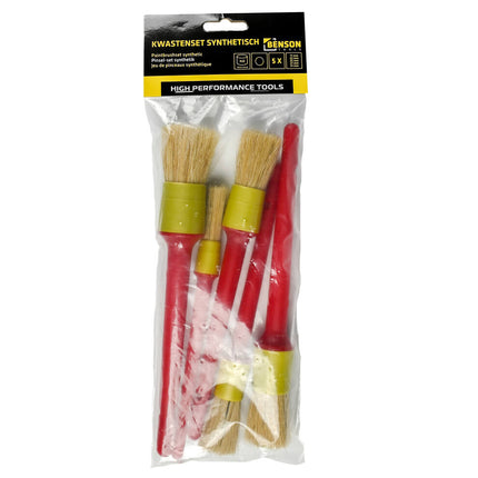 Kwastenset Rond 5-delig: Synthetisch, Maten 17-31 mm, Voor Verfwerk.