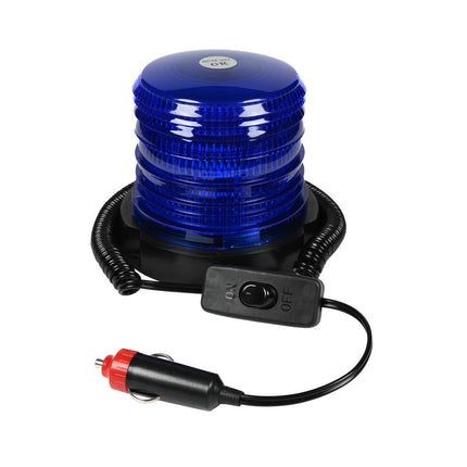 Blauwe LED Zwaailamp 12V, Magnetisch, 30 LEDs, 6W, 123x95x108mm