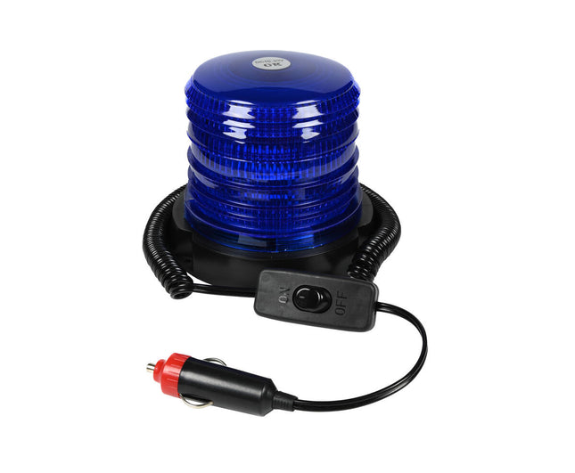Blauwe LED Zwaailamp 12V, Magnetisch, 30 LEDs, 6W, 123x95x108mm