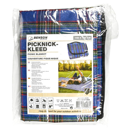 Picknickkleed 150 x 130 cm compact blauw – Afmeting 150 x 130 cm, opvouwbaar