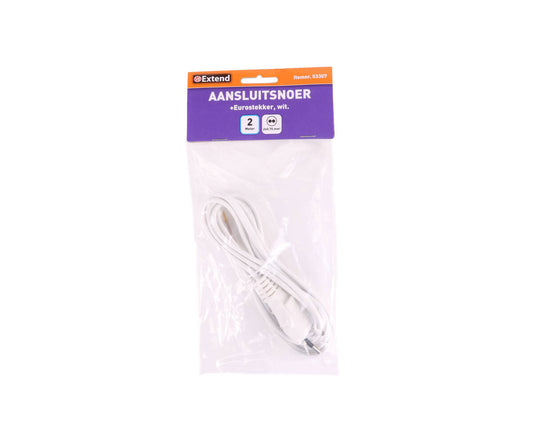 Aansluitsnoer 2m Eurostekker Wit, 2x0.75mm², voor lampen/elektronica